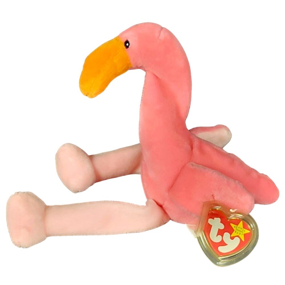 Ty Pinky the Flamingo Beanie Baby – 1995 – Retired – Tag Errors – Mint